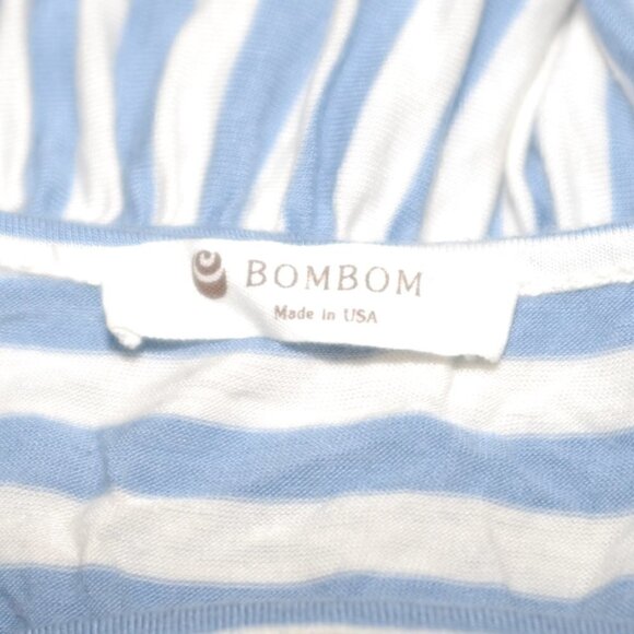Made in USA Tunic BomBom Womens Small Blue White Stripes Short Sleeve Mini Dress - Picture 7 of 8